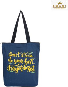 Printed Cotton EU196 Canvas Tote Bags, Color : Blue 16x16 Inches, Gender : Female