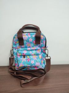 Floral Printed Sling Bag, Color : Blue, Closure Type : Zipper