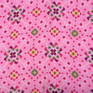 Baby Pink Printed Satin Fabric