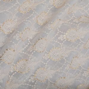 Elegant White Embroider Georgette Fabric