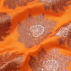 Fire Orange Jamawar Silk Fabric