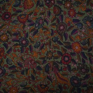 Green Kalamkari Printed Georgette Fabric, Width : 44 Inches