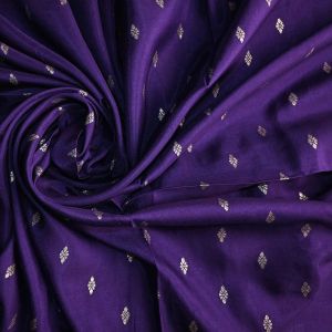 Metallic Purple Floral Butti Banarasi Silk Fabric