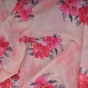 Pastel Pink Printed Georgette Fabric