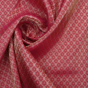 Pink Geometric Weaving Banarasi Fabric