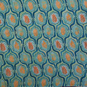 Sky Blue Ogival Pattern Georgette Fabric