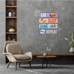 Eat Sleep Game Repeart MDF Wall Decor