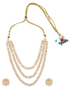 Layered Woman Kundan-polki Necklace Set