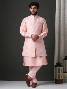 Luxurious Long Embroidered Men Nehru Jacket Xl