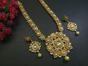 Rani Haar Woman Kundan Necklace Set Long Style