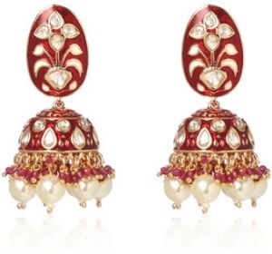 Ratnaprabha Woman Jhumka Earrings, Color : Red