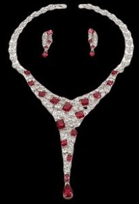 Rose Crystal Woman Necklace Set Diamond Look