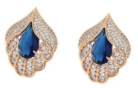 Sapphire Leaf Women Earrings, Color : Blue