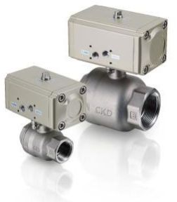 Ckd 2, 3-Port Ball Valve With Compact Rotary Actuator Air Operated