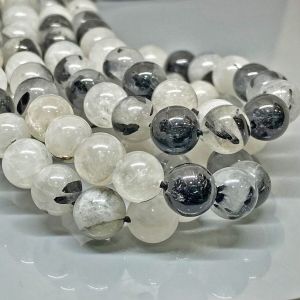 Black Rutile Faceted Round Gemstone Beads