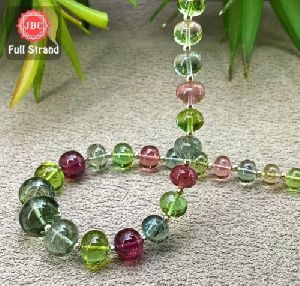 Multi Tourmaline Smooth Rondelle Gemstone Beads