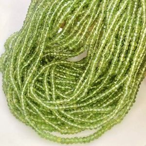 Natural Green Apatite Faceted Rondelle Gemstone Beads Strand