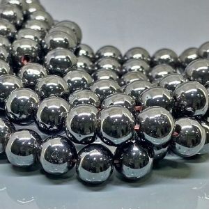 Natural Magnetic Hematite Smooth Round Gunmetal Beads Strand