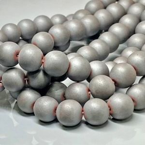 Natural Matte Hematite Smooth Round Gunmetal Beads Strand