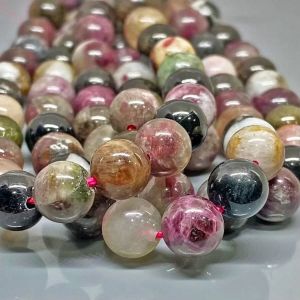 Natural Multi Color Tourmaline Smooth Gemstone Beads