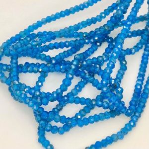 Natural Neon Blue Apatite Micro Faceted Gemstone Beads Strand