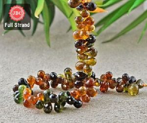 Petro-green Tourmaline Briolette Drops Gemstone Beads