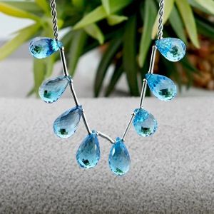 Swiss-blue Topaz Faceted Drops Gemstone Beads