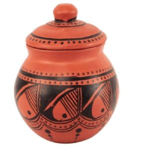 Clay Curd Pot With Cap 350 Ml Black Spade