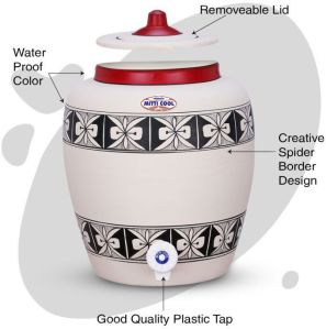 Clay Water Pot 11 Litre Spider Border Design