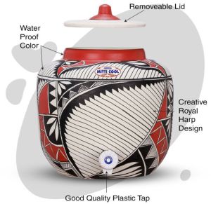 Clay Water Pot 12 Litre Royal Harp Design