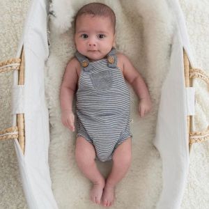 Graphite Stripes Style Unisex Baby Cross Over Romper