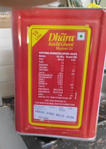 Dhara Kachi Ghani Mustard Oil, Packaging Size : 15ltr, Extraction Type : Cold Pressed For Cooking