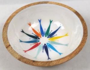 Enamel Mango Wood Bowl