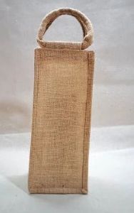 Plain Brown Jute Bottle Bag, Shape : Rectangular, Technics : Machine Made, Handle Type : Cotton Rope