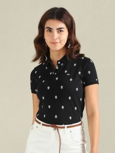 Ladies Printed Polo T Shirt All Sizes