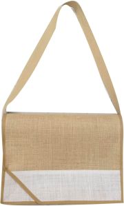 Plain Jute Sling Bag, Color : Brown & White, Technics : Machine Made, Handle Type : Cotton Rope