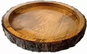 Polished Round Wooden Serving Tray 6 Inch