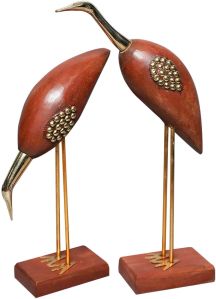 Wooden Love Birds Showpiece Set