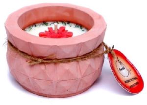 Paraffin Wax Flora Concrete Candle Jar, Color : Light Pink, Speciality : Fine Finished, Attractive Pattern