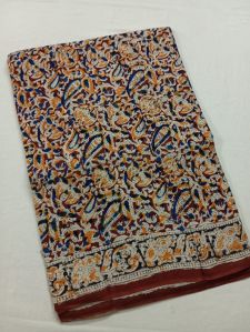 Cotton Printed Unstitched Kalamkari Saree Casual Wear