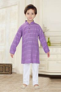 Boys Purple and White Kurta Pajama Set