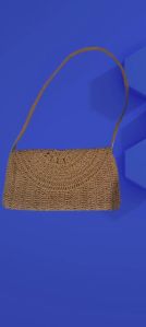 Leather Raffia Crochet Hand Bag