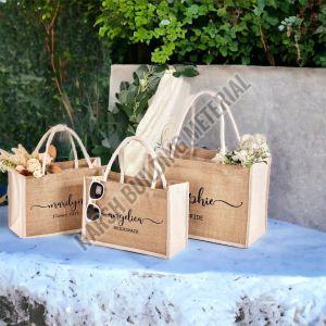 Printed Jute Gift Bag, Color : Natural Brown