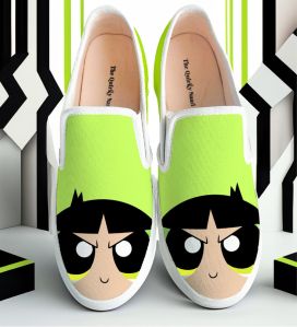 Buttercup Powerpuff Girl Print Girls Slip On Shoes