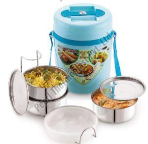 Pearl Steel Polished Hot King Insulated Tiffin 3 Containers