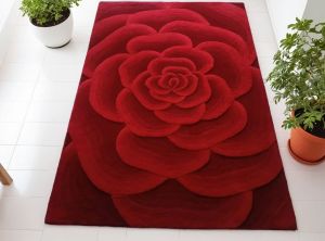 Red Rose Hand Tufted Woolen Rug