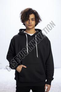 Cotton Mens Black Plain Hoodie Causal Wear