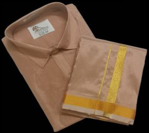 Mens Art Silk Dhoti Shirt  Set