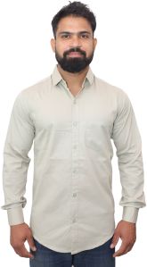 Men Plain Cotton Off White Shirt