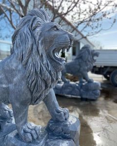 Marble Black Lion Statue